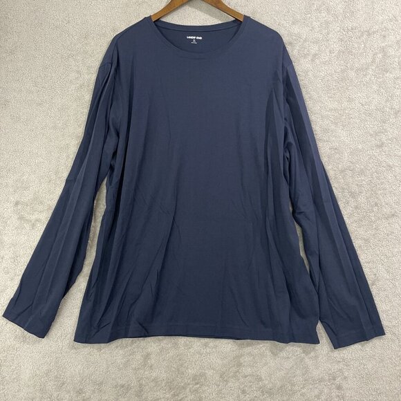 NWOT Land's End Men's XL Navy Blue Long Sleeve T-Shirt 100% Cotton Crewneck - Picture 2 of 8